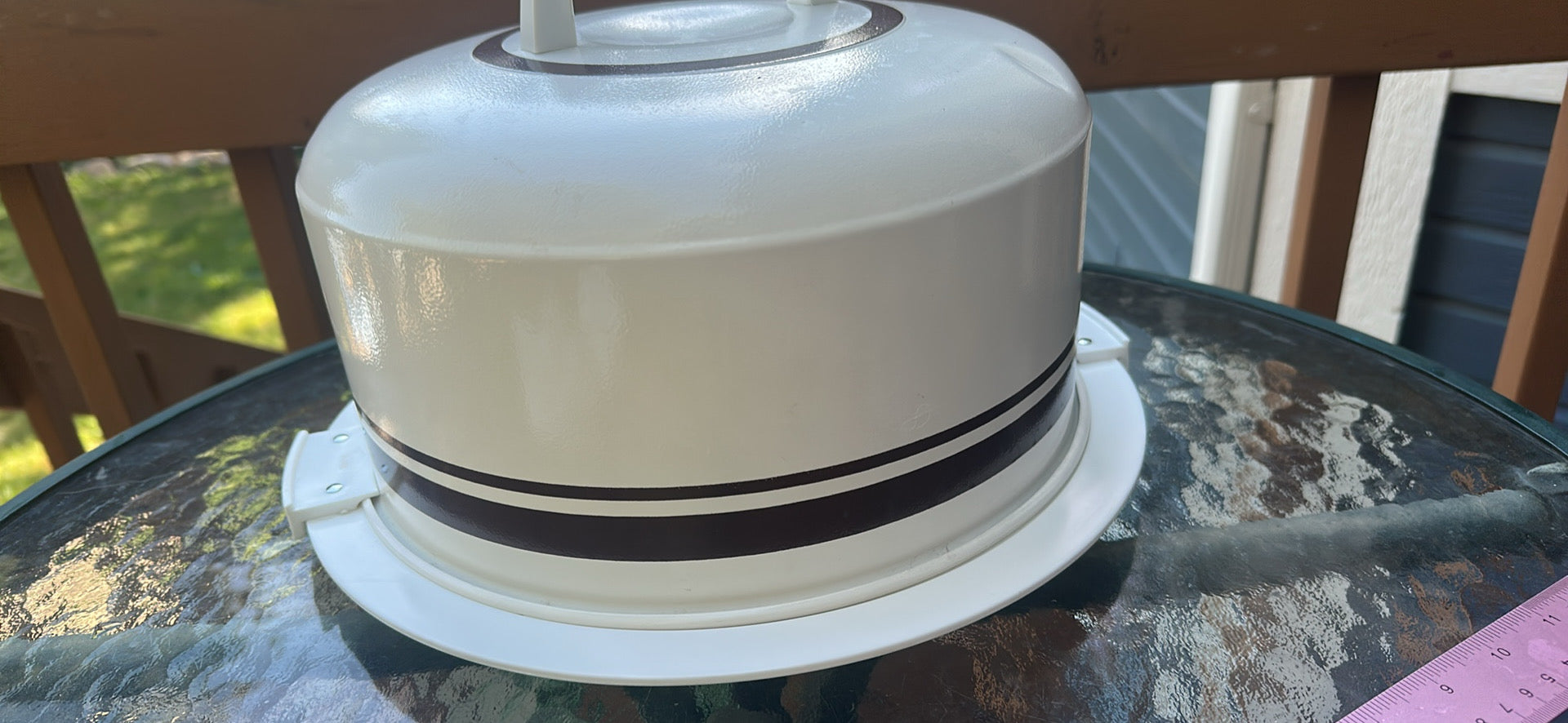 Vintage Atapco Cake Carrier — Mid-Century Metal Lid, Made in USA