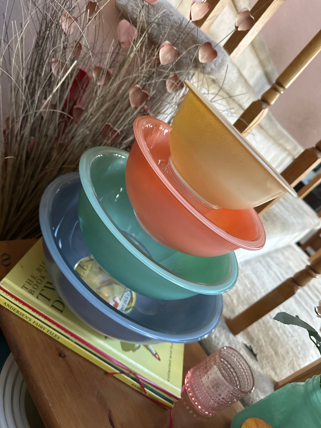 Vintage Pyrex Southwest Pastels Mixing Bowls — Nesting Set of 4, Mid-Century Kitchen