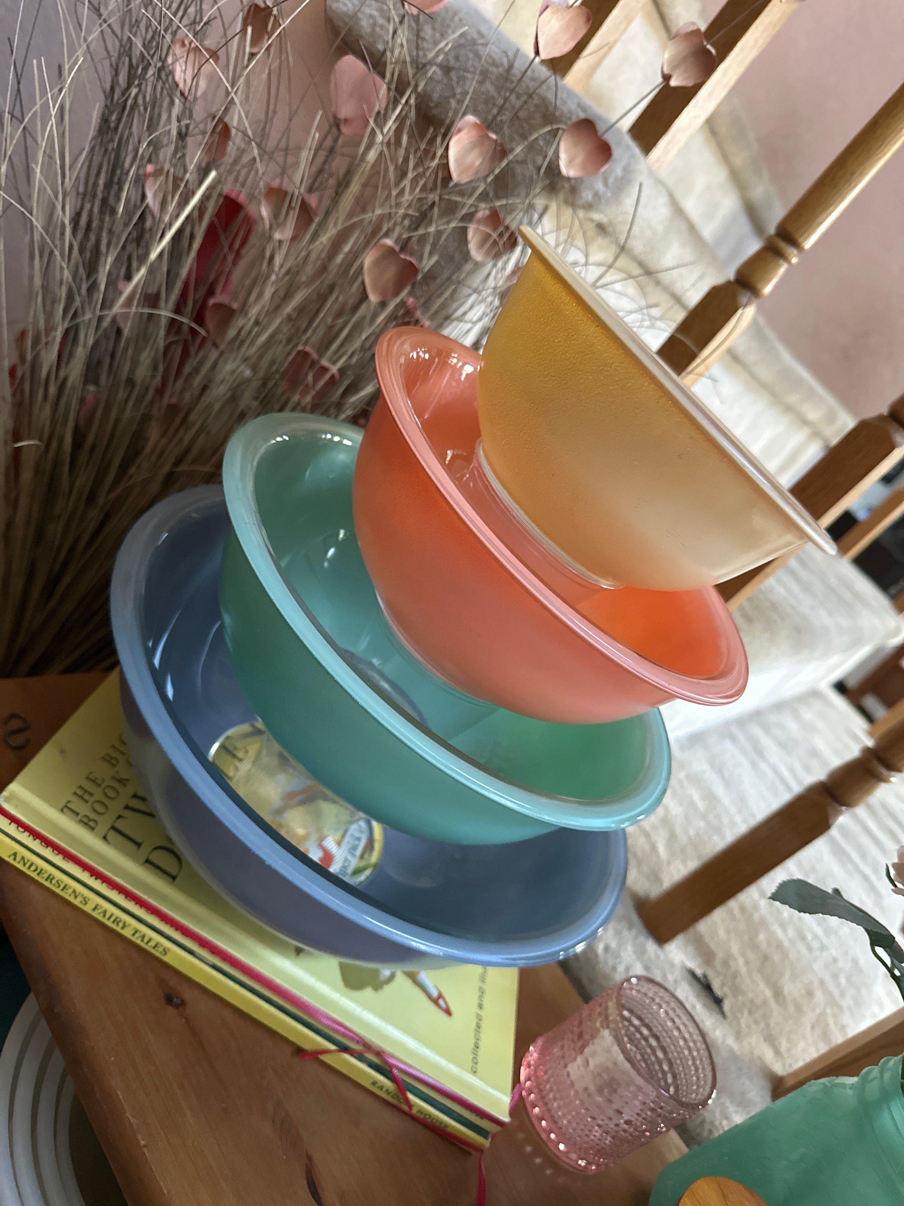 Vintage Pyrex Southwest Pastels Mixing Bowls — Nesting Set of 4, Mid-Century Kitchen