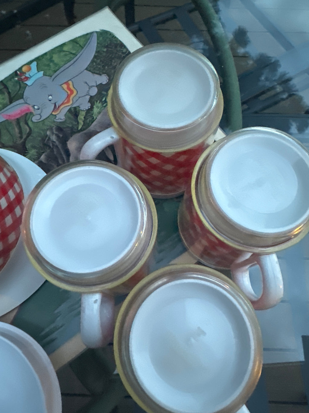 Vintage Thermos Serv Red and White Checker Pitcher with 4 Cups