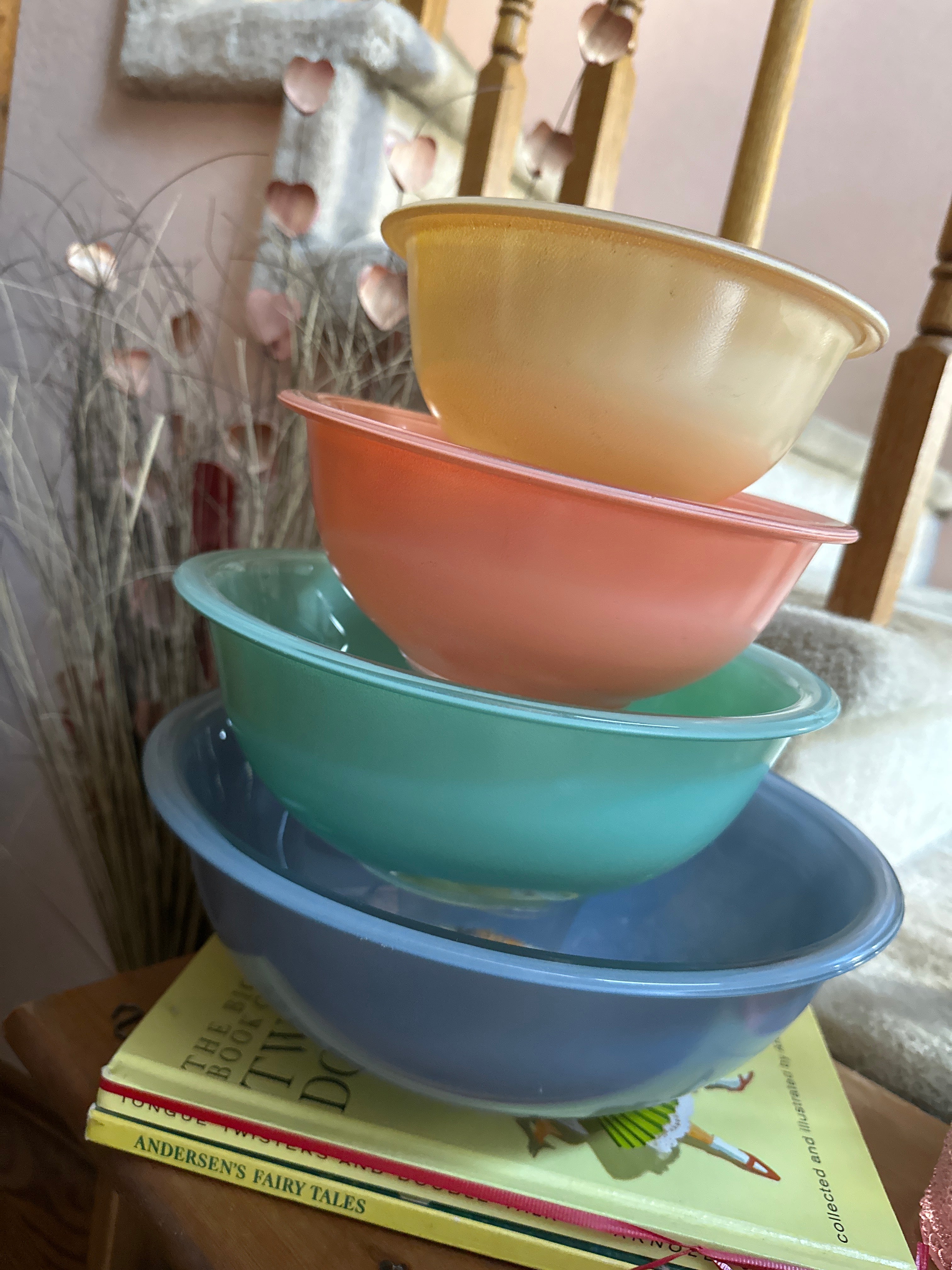 Vintage Pyrex Southwest Pastels Mixing Bowls — Nesting Set of 4, Mid-Century Kitchen
