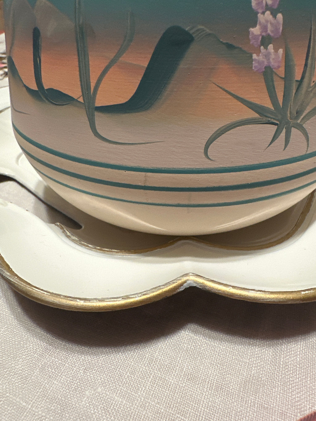 New West Pottery Vase — Hand-Painted Southwest Desert Sunset, Signed 1991