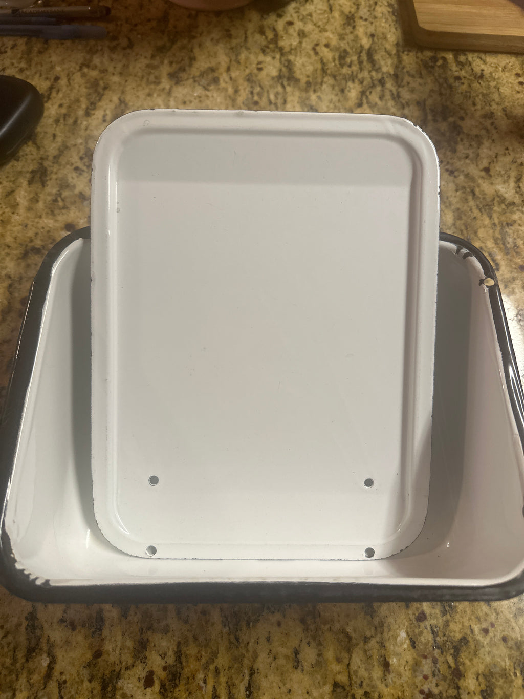 Vintage Enamelware Fridge Dish With Lid