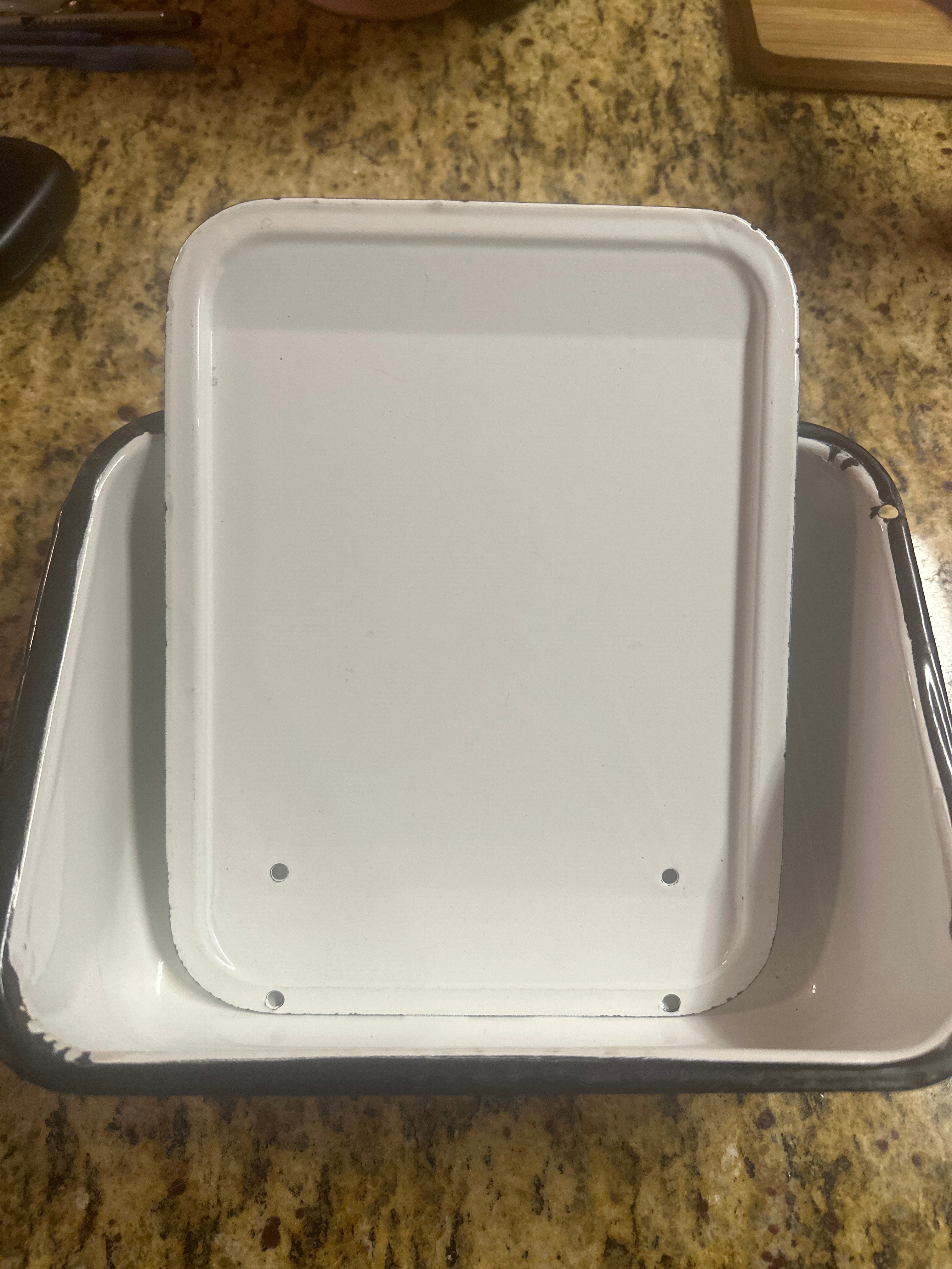 Vintage Enamelware Fridge Dish With Lid