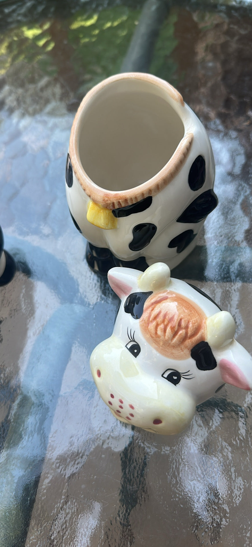 Vintage Ceramic Cow Cream and Sugar Set — Farmhouse Kitchen Decor