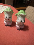 Vintage Rare Anthropomorphic Ceramic Baby Lettue Salt and Pepper Shakers