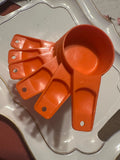 Vintage Tupperware Orange Measuring Cups Complete Set