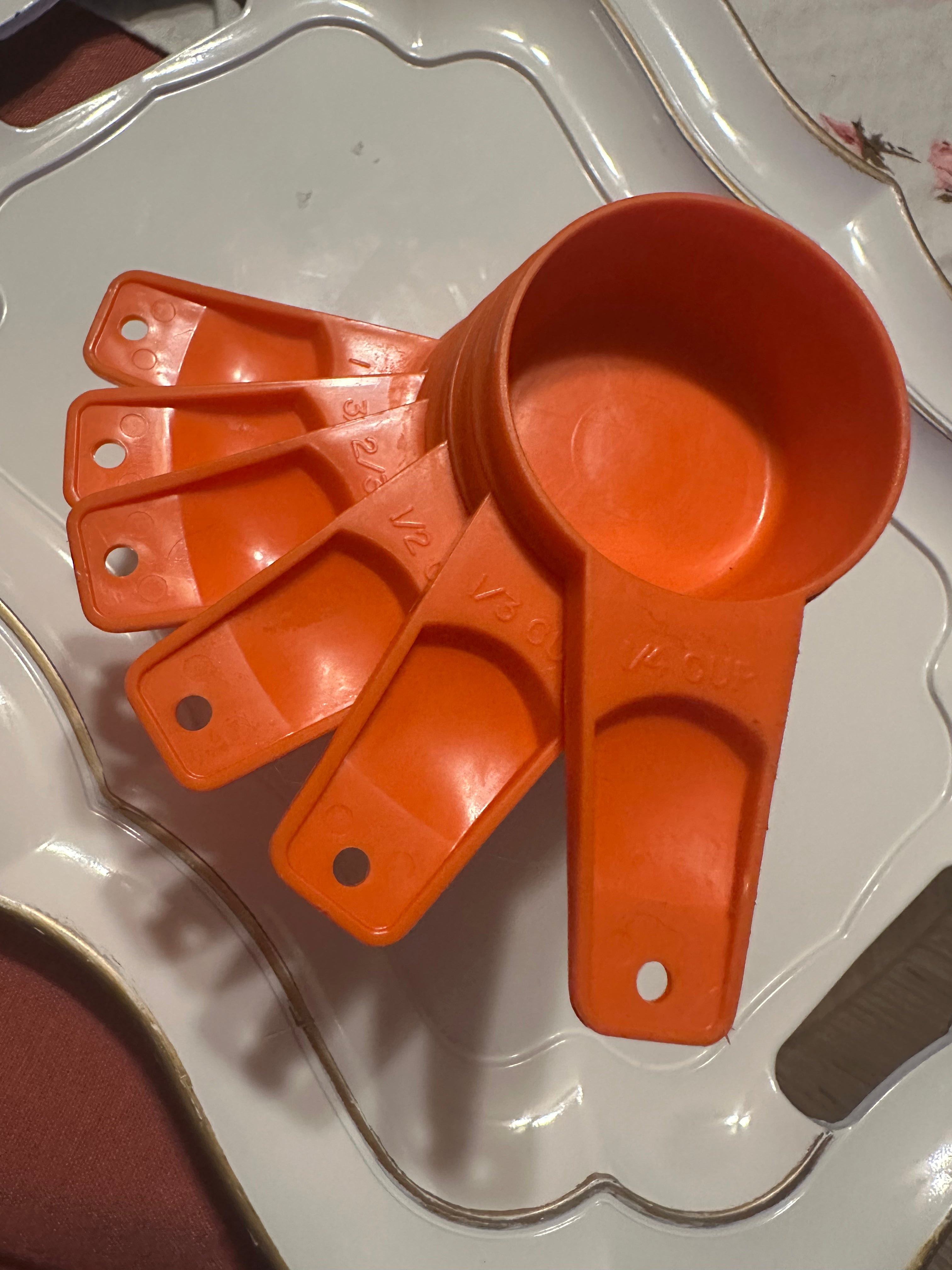 Vintage Tupperware Orange Measuring Cups Complete Set