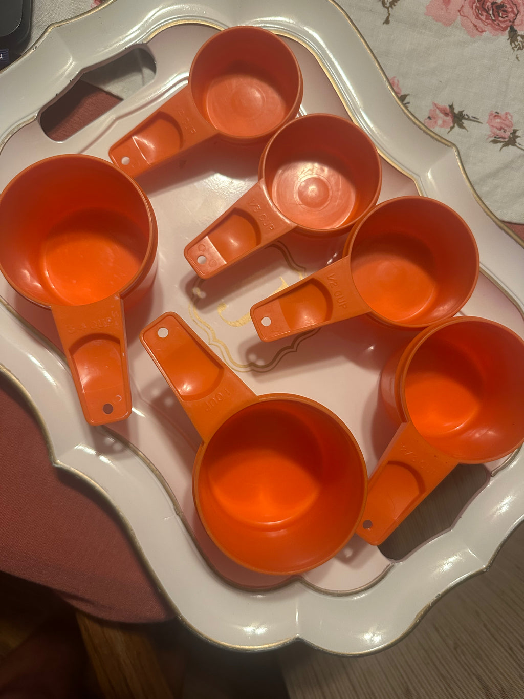 Vintage Tupperware Orange Measuring Cups Complete Set