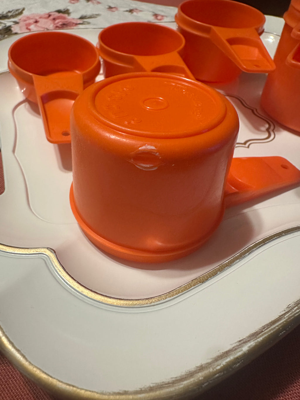 Vintage Tupperware Orange Measuring Cups Complete Set