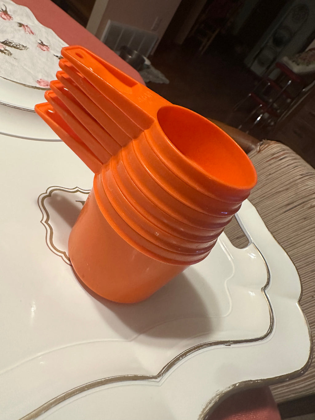 Vintage Tupperware Orange Measuring Cups Complete Set