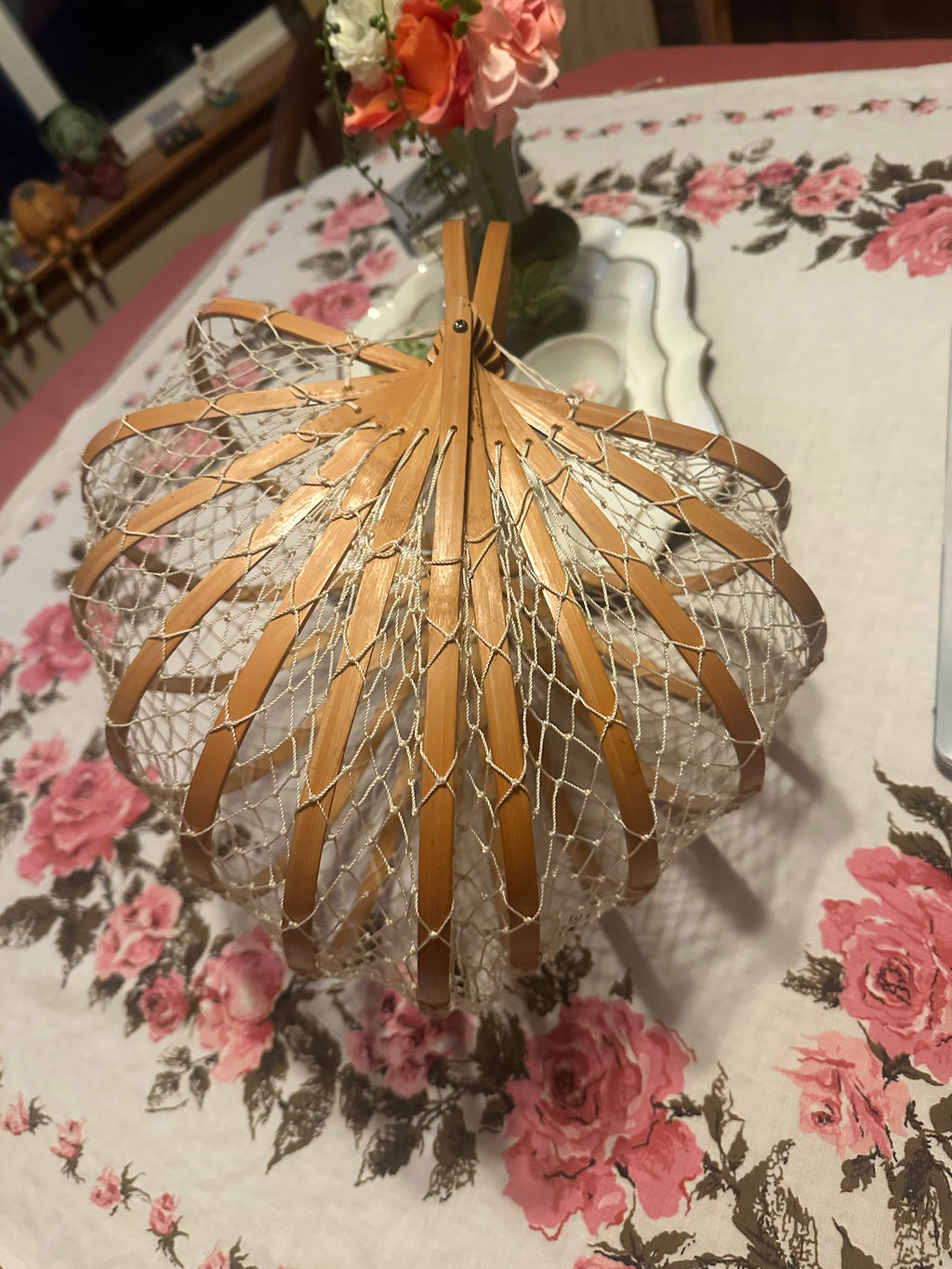 Vintage Japanese Bamboo Fold Up Fishing Net