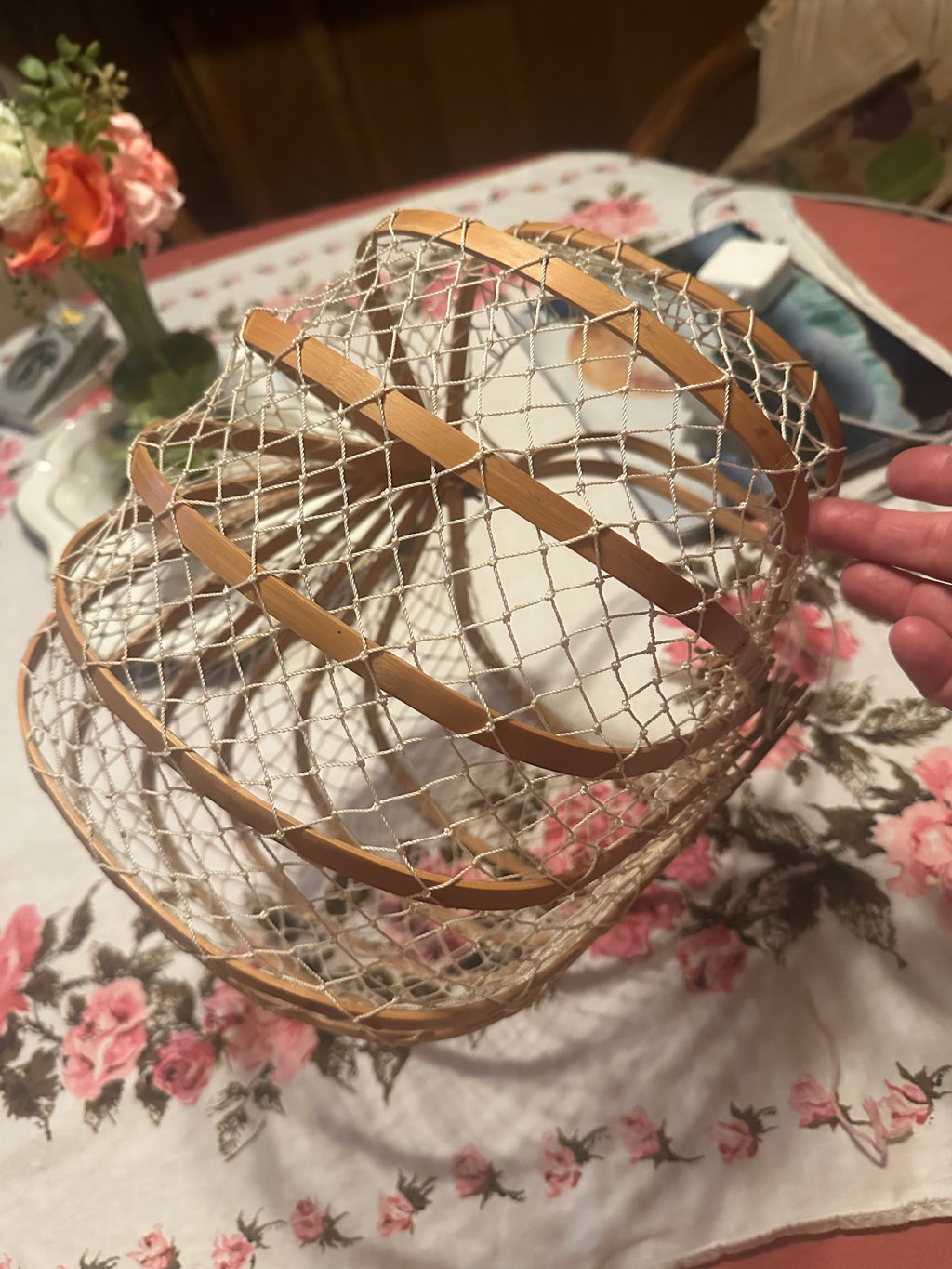 Vintage Japanese Bamboo Fold Up Fishing Net