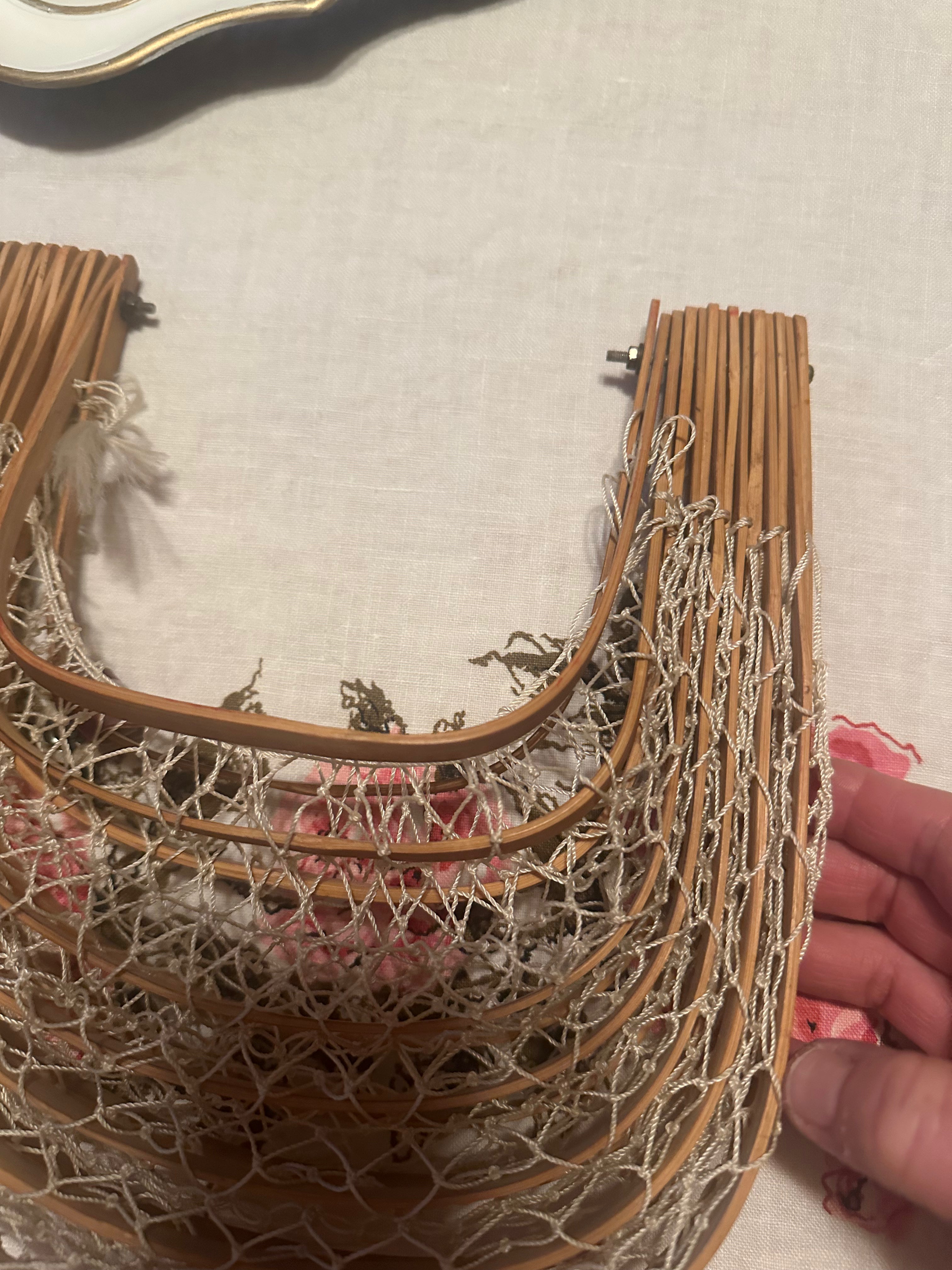 Vintage Japanese Bamboo Fold Up Fishing Net