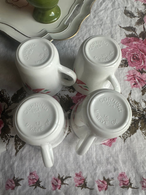 Vintage Corning Chili Pepper fiesta Mugs. Set of 4