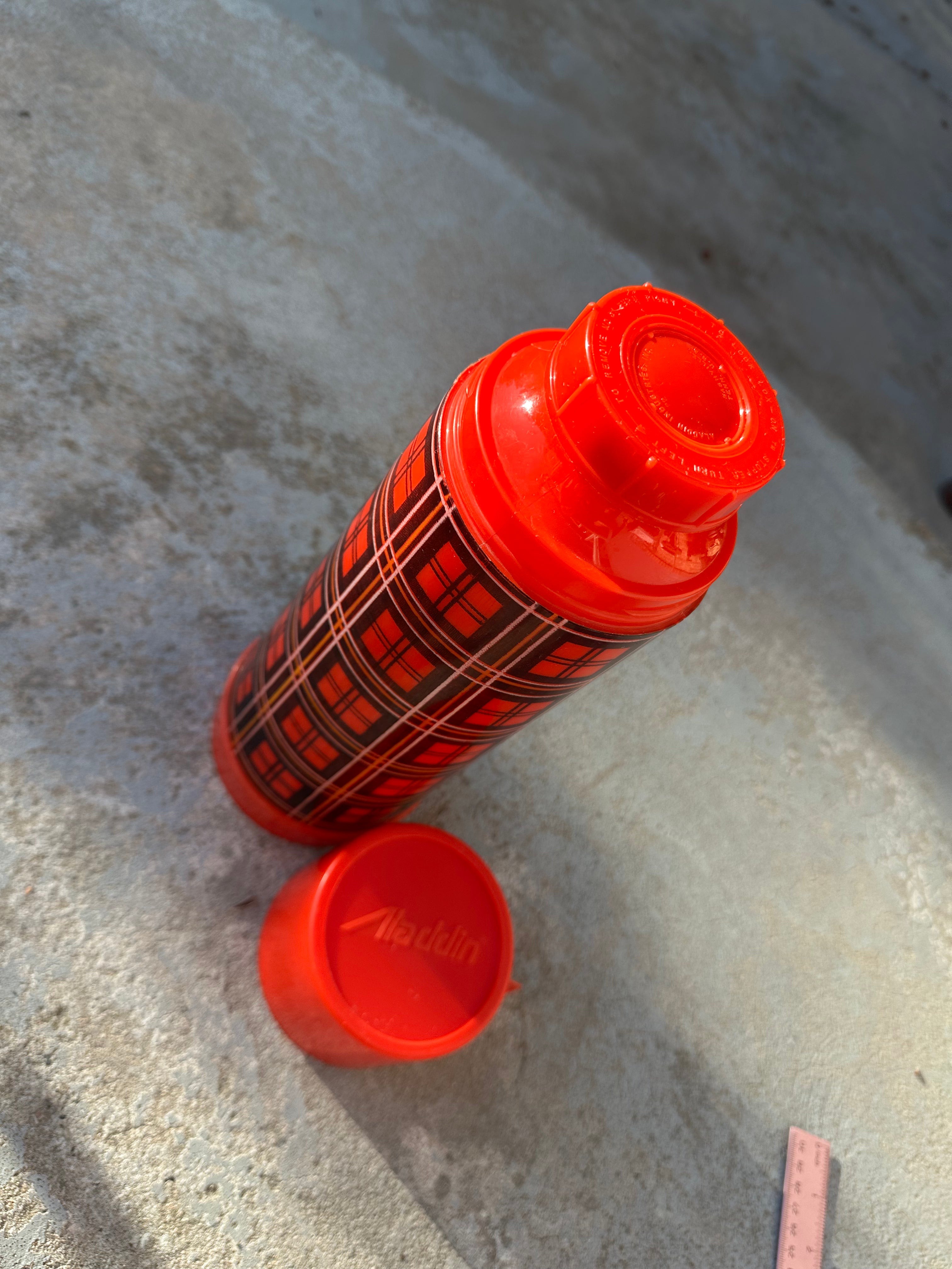 Vintage Aladdin Red & Black Plaid Thermos